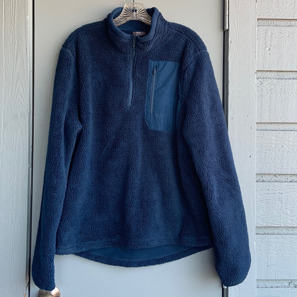 Champion Fleece Navy Blue Half Zip Jacket Size Medium